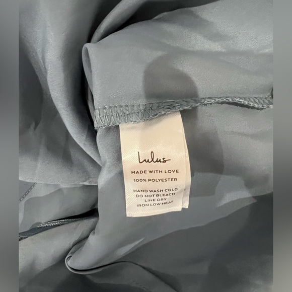 NTW Lulus Dusty Blue Satin  Cowl Neck Slip midi Dress - Picture 5 of 5